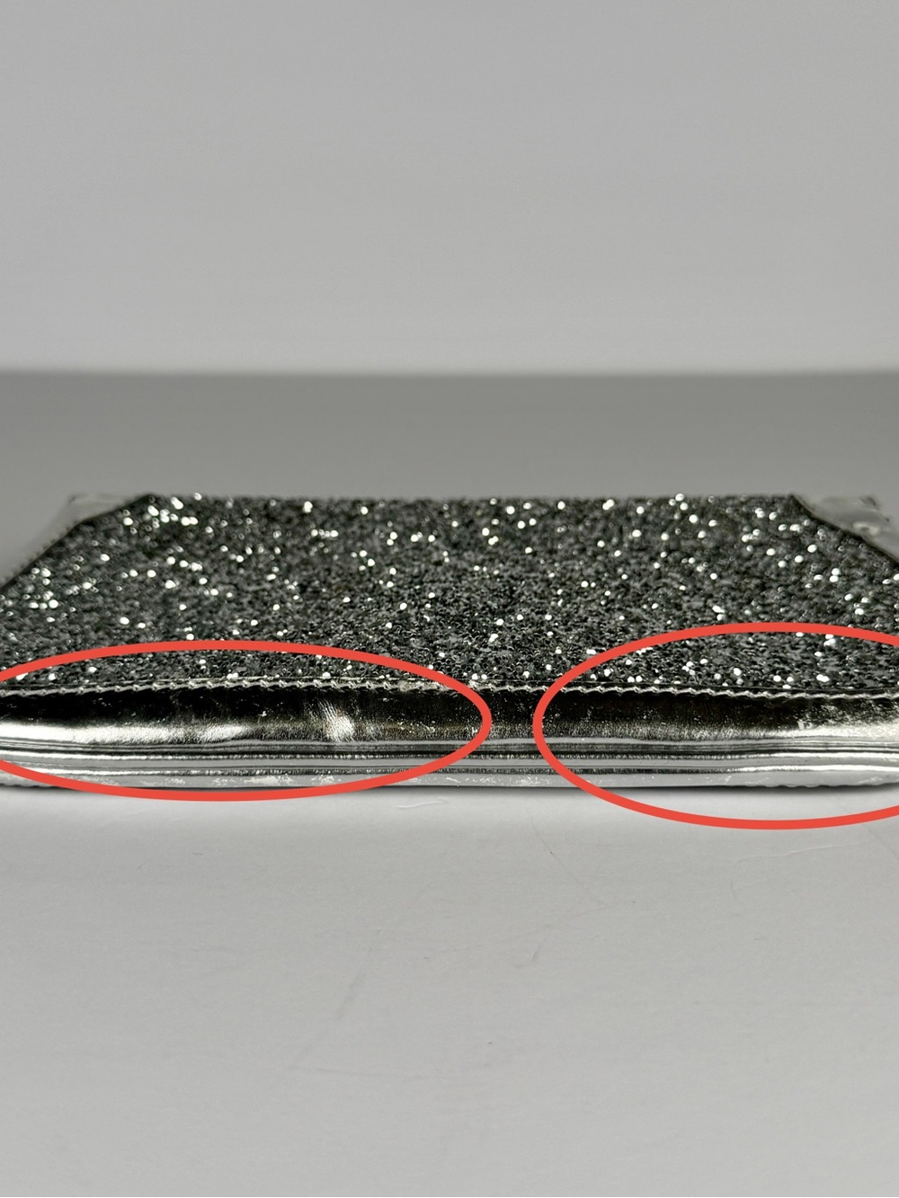 Jimmy Choo Silver Glitter Wristlet / Clutch Evening Bag Full Inclusion - Picture 9 of 16